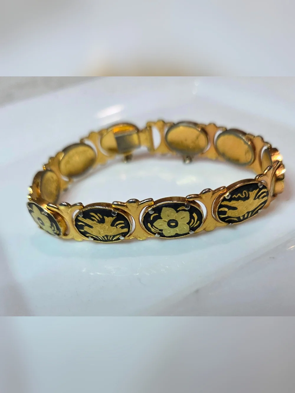 Vintage Link Panel Damascene Bracelet - Picture 3 of 5